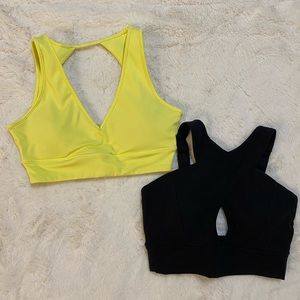 Buffbunny Gently Used S Neon Yellow & Brand New Black Harmony Halter Sports Bra
